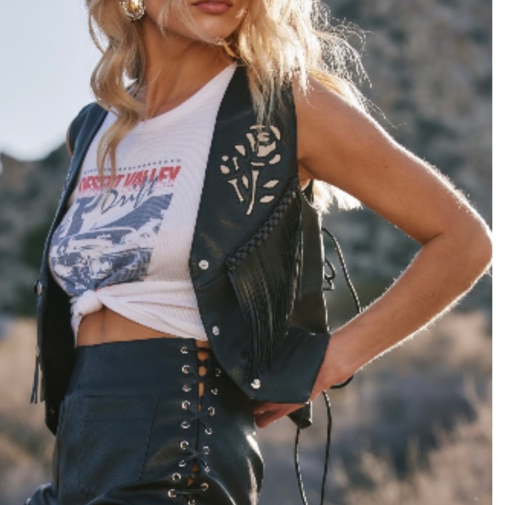 12th tribe faux leather vest